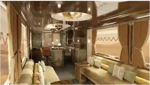 صور تنشر لأول مرة من داخل قطار حلم الصحراء توضح الفخامة والرفاهية الملكية في عربات القطار 