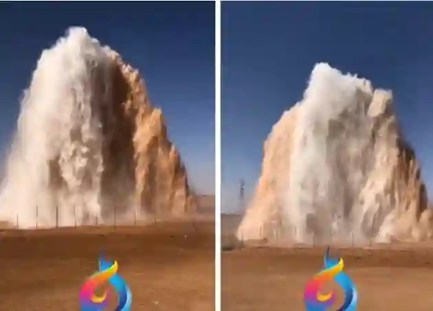 مقطع يحصد ملايين المشاهدات للمياه تتفجر من باطن الأرض على طريق الرياض - القصيم