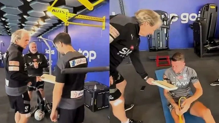 شاهد جيسوس يستقبل لاعبين الهلال بعد الاجازة بطريقة ادهشتهم 