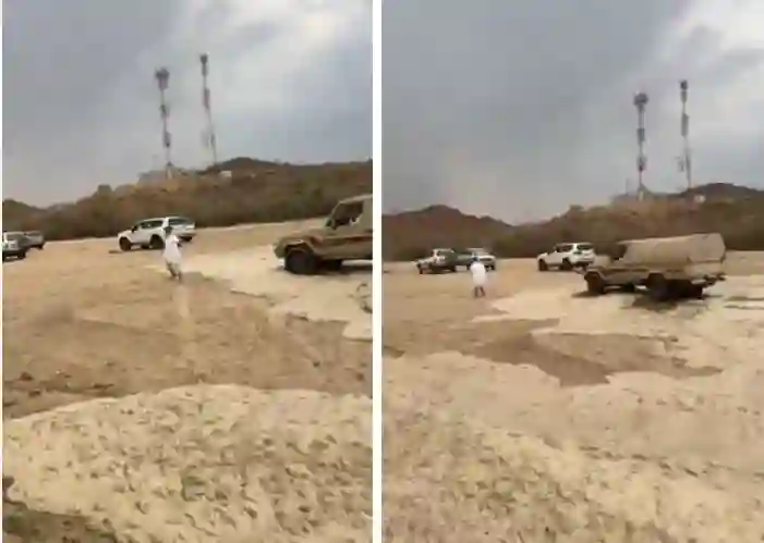 فيديو وصول السيول بشكل مفاجئ لجنوب الطائف 