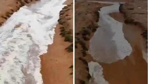 فيديو مهيب للحظة التقاء اثنين من أكبر سيول الرياض في مجرى واحد بعد الامطار التي شهدتها العاصمة 