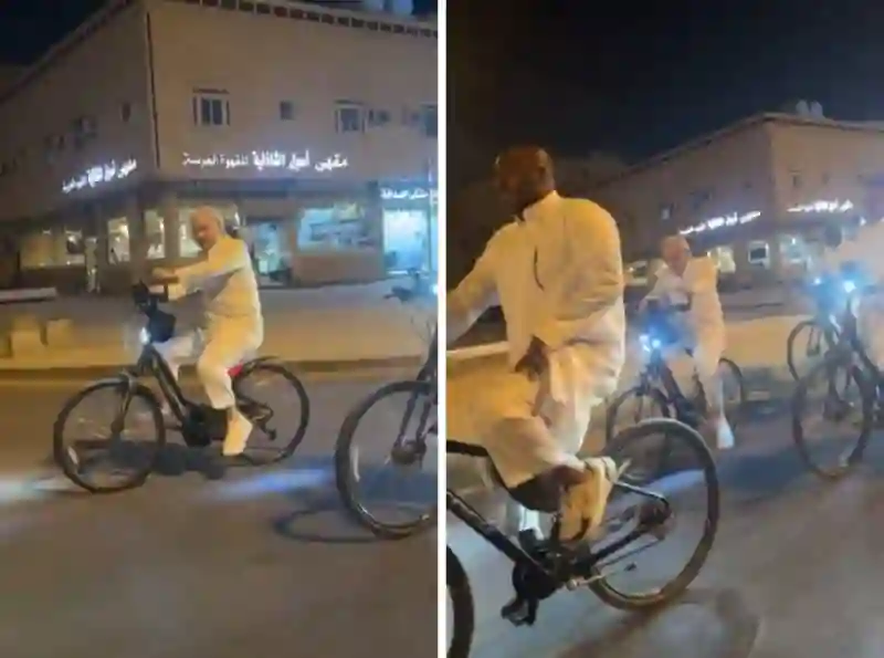 فيديو الوليد بن طلال يتجول بدراجته في الرياض وحوار جريئ مع شاب سمين 