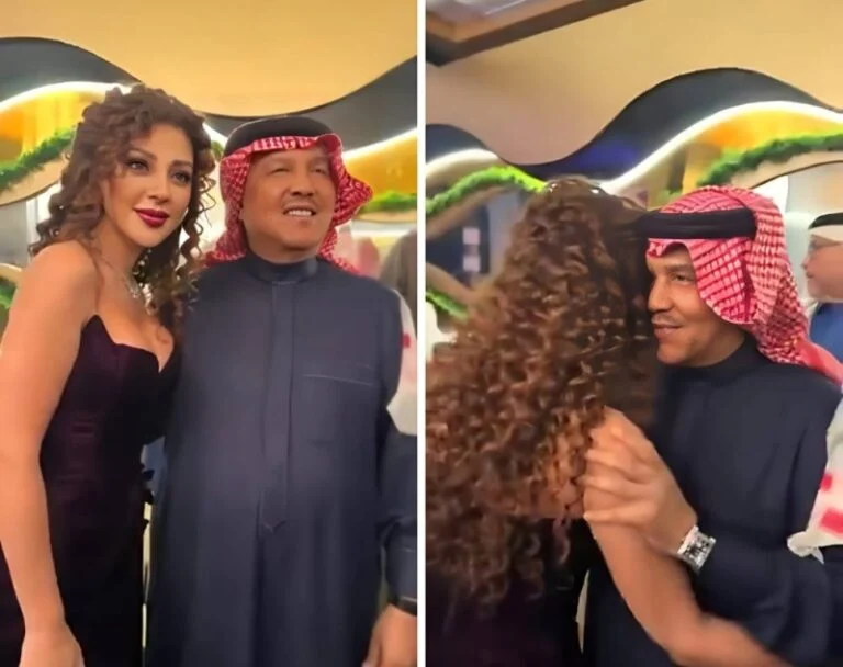 فيديو قبلات متبادلة على الهواء بين محمد عبده ومريام فارس في الرياض 