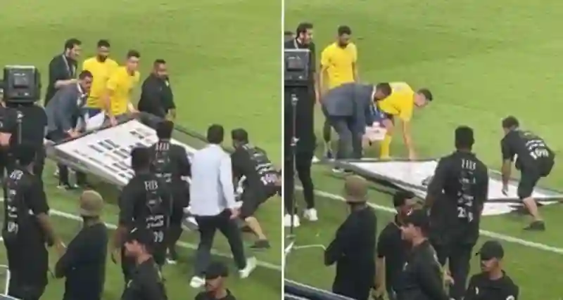 فيديو رونالدو يساعد عمال النظافة بعد نهاية مباراة النصر والاتحاد 