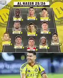 تسريبات تكشف عن تشكيلة النصر الاساسية والاحتياطية للموسم الجديد ومفاجأة في موقع رونالدو من التشكيلة