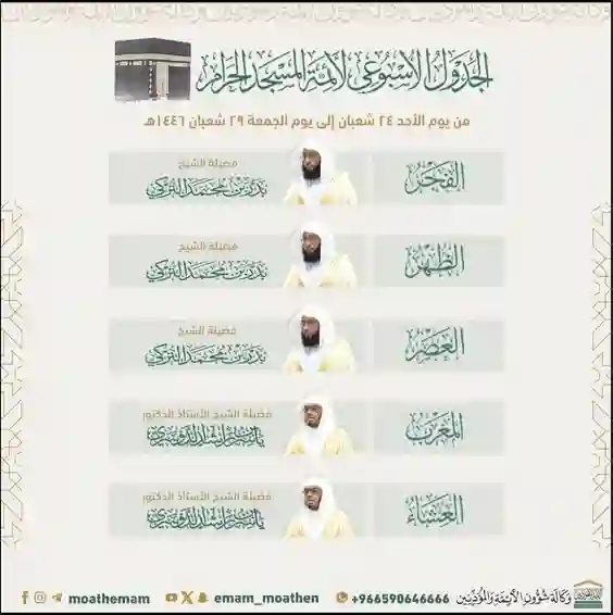 قرار هام حول إمامة الشيخ ماهر المعيقلي والجهني في الاسبوع الاخير من شعبان